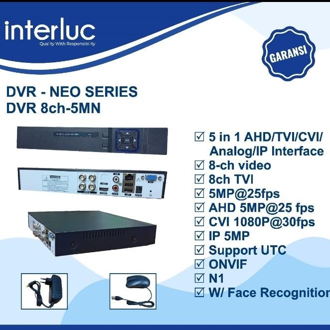 DVR 8CH EDGE INTERLUC NEO Series | Rekaman CCTV Full HD | Garansi Resmi