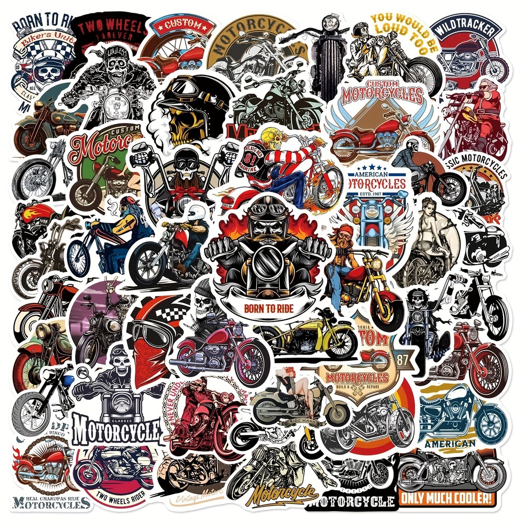 

50 PCS NEW Cool Motorcycle Doodle Stickers, Decorative Helmet Skateboard Phone Case Travel Case Laptop Waterproof Stickers