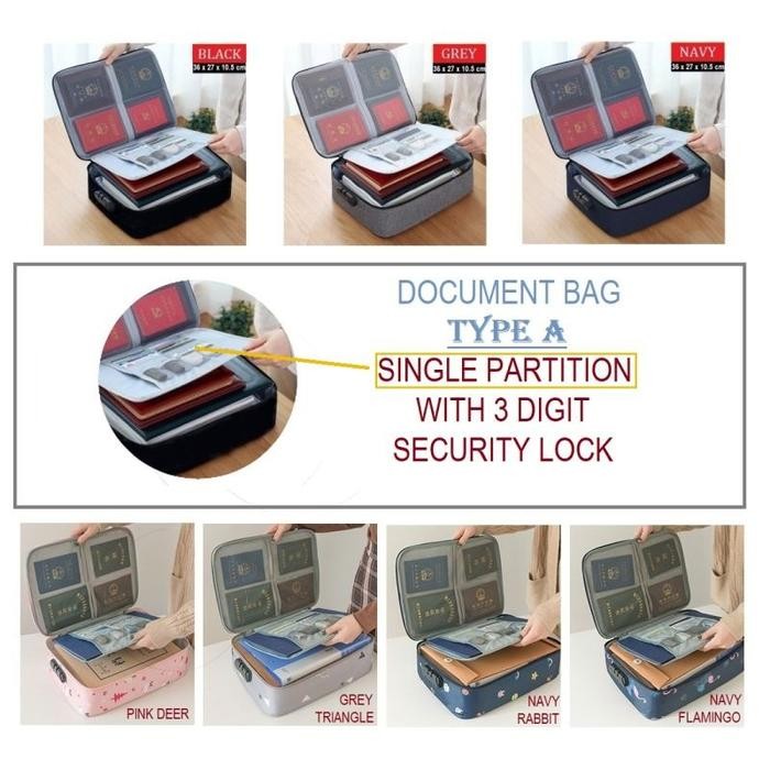 

【YANA-M】BIG SALE !!! [LOCKIT] Travel Document Bag 3 Digit Password / Tas Dokumen Anti Air - 1 PARTISI