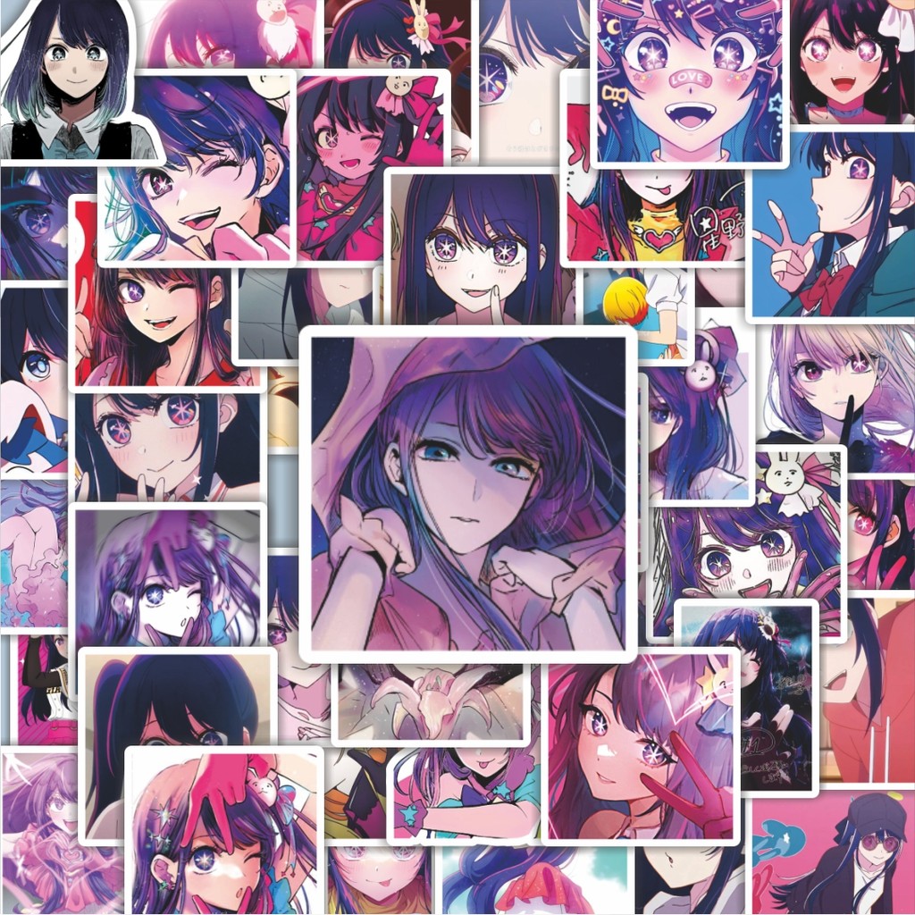 

100PCS Lucu Stiker Anime Oshi no Ko (Ai Hoshino) Stiker Aesthetic Stiker Anti Air Stikers Berperekat Waterproof sticker decal buat Motor Helm Buku Journal Koper Casing HP Laptop Botol Minum Hadiah anak