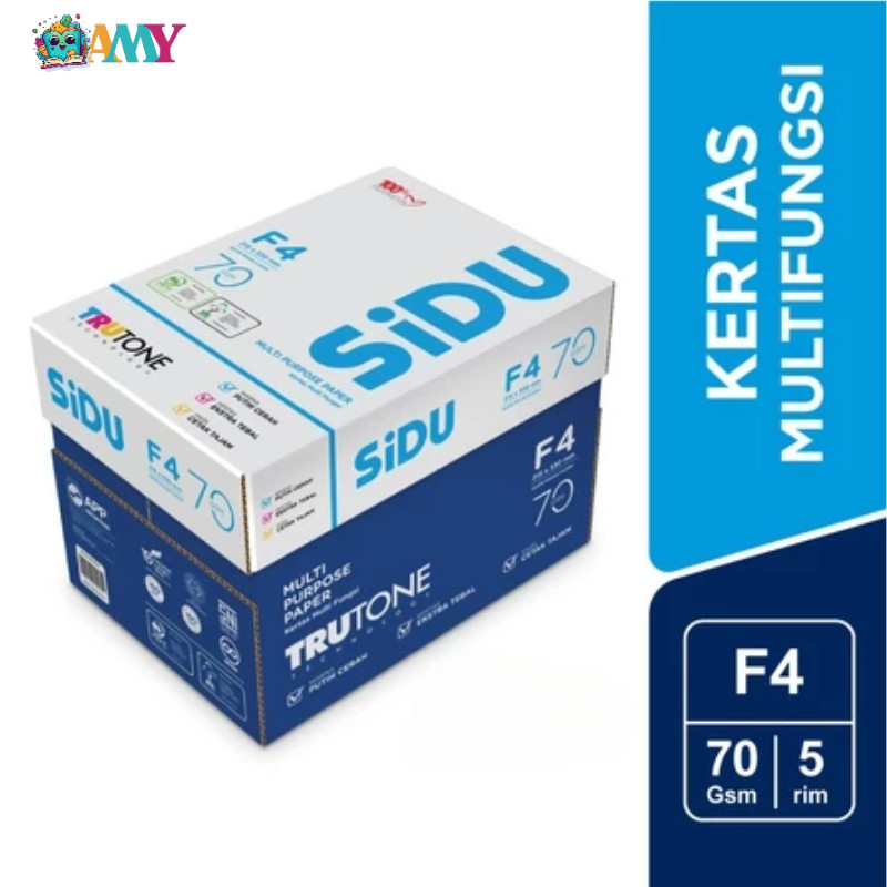 

KERTAS HVS SIDU FC F4 70 GRAM / SIDU Kertas Fotocopy 70GSM F4 Anti Macet 1DUS = 5 RIM Amy Stasionary
