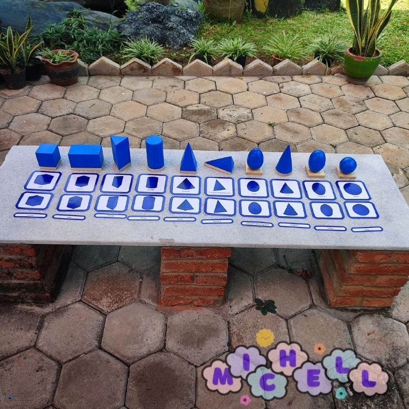 Geometri 3D Solid Montessori Combo Flash Card - Mainan Edukasi Montessori  Shape Bangun Ruang Geomet