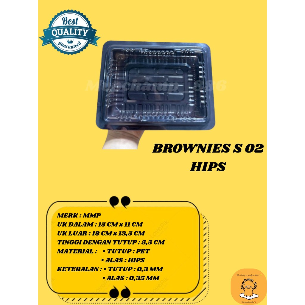 [50 pcs] mika brownies S + tutup / Brownies S ada bibir /Tray Brownies Tebal & Tahan Panas / Mika Br