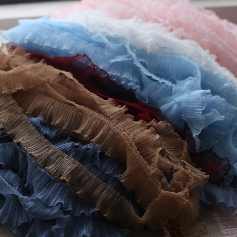 

Tulle Mesh Pleated Lace Fabric, Needlework Fringed Ribbon, Ruffle Trim, Lolita Dress Clothes Collar Sewing DIY Material, 5cm Wid