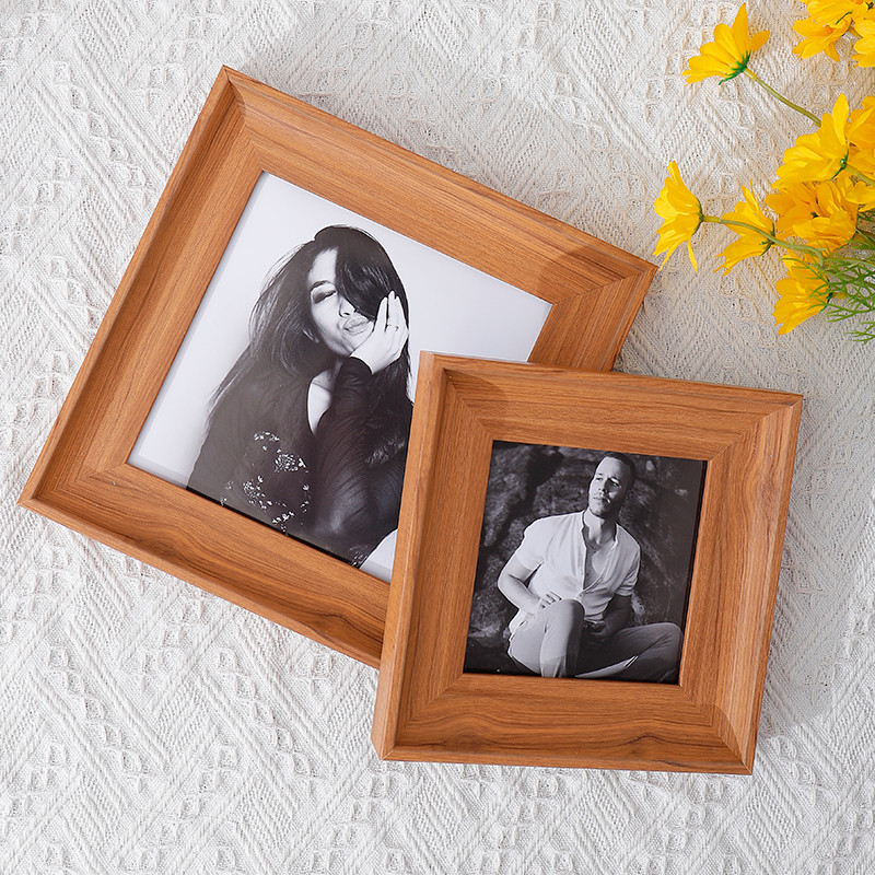 

1pc square yellow wood picture frame is 4 "5" 6 "8" photo simple small frame desktop decoration