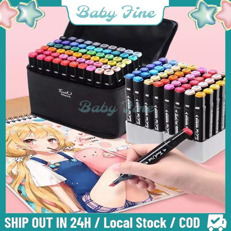 

COD Touch 204/168/120 Warna Sketsa Spidol Umum General Marker Set Animation Markers Pena Berujung Ganda RD/ Touch Spidol Dual Side Fine Art Marker 12/36/60/80 Double Headed Marker Set Multi Color