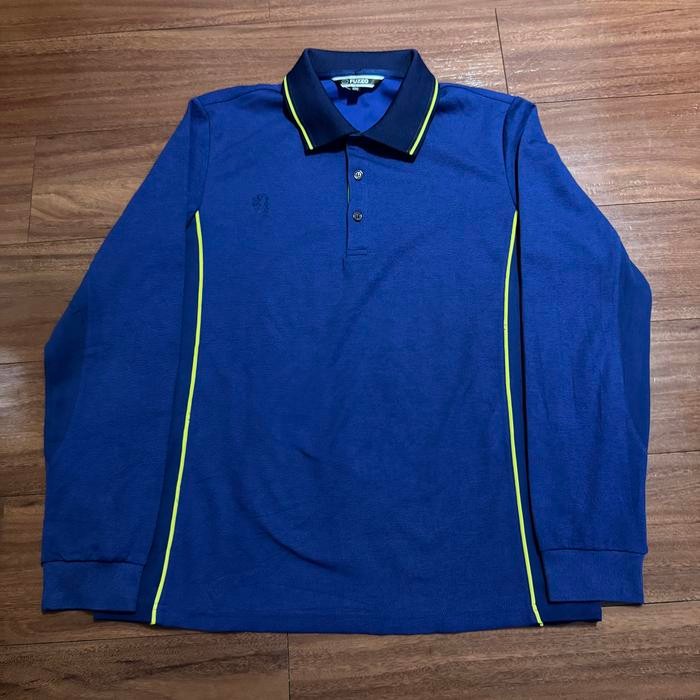 Kaos Rugby Polo Shirt Katun Fuzzo Biru Elektrik - Size M