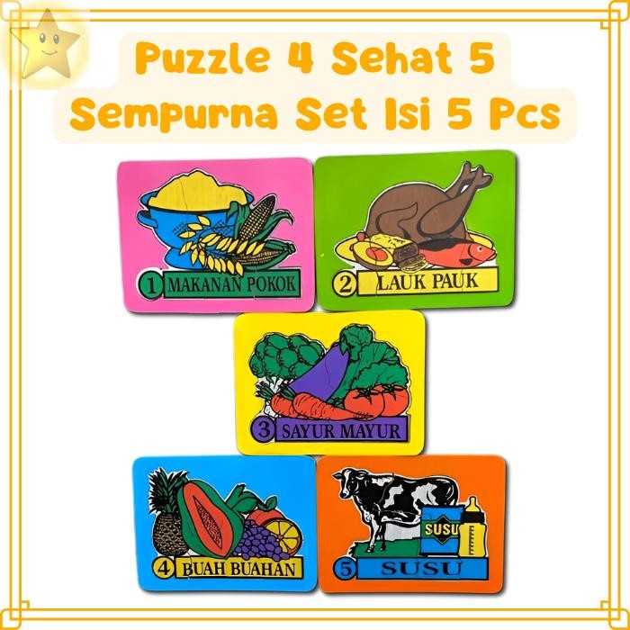 Edutoys Mainan Edukasi Anak Puzzle 4 Sehat 5 Sempurna Set Isi 5 Pcs Games Makanan Pokok Lauk Pauk Sa