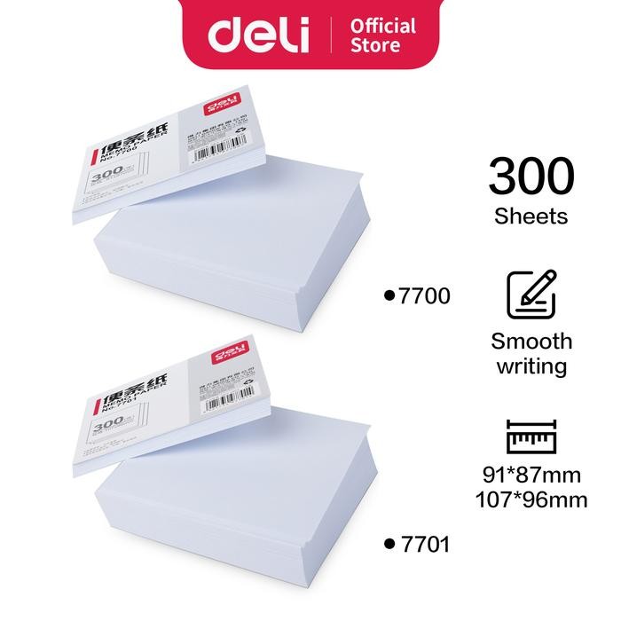 

TERLARIS! Deli Memo Paper / Kertas Memo 300 Lembar Warna Putih Tanpa Kotak 770X - 90x86x27mm