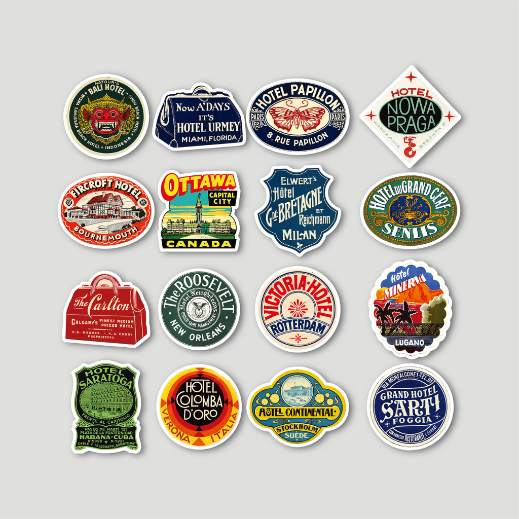 

Sticker Pack Hotel Retro | Sticker Tumbler | Stiker Laptop Koper Helm
