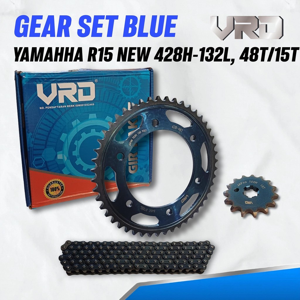 VRD GEAR SET BLUE YAMAHA R15 NEW (428H-132L, 48T/15T)