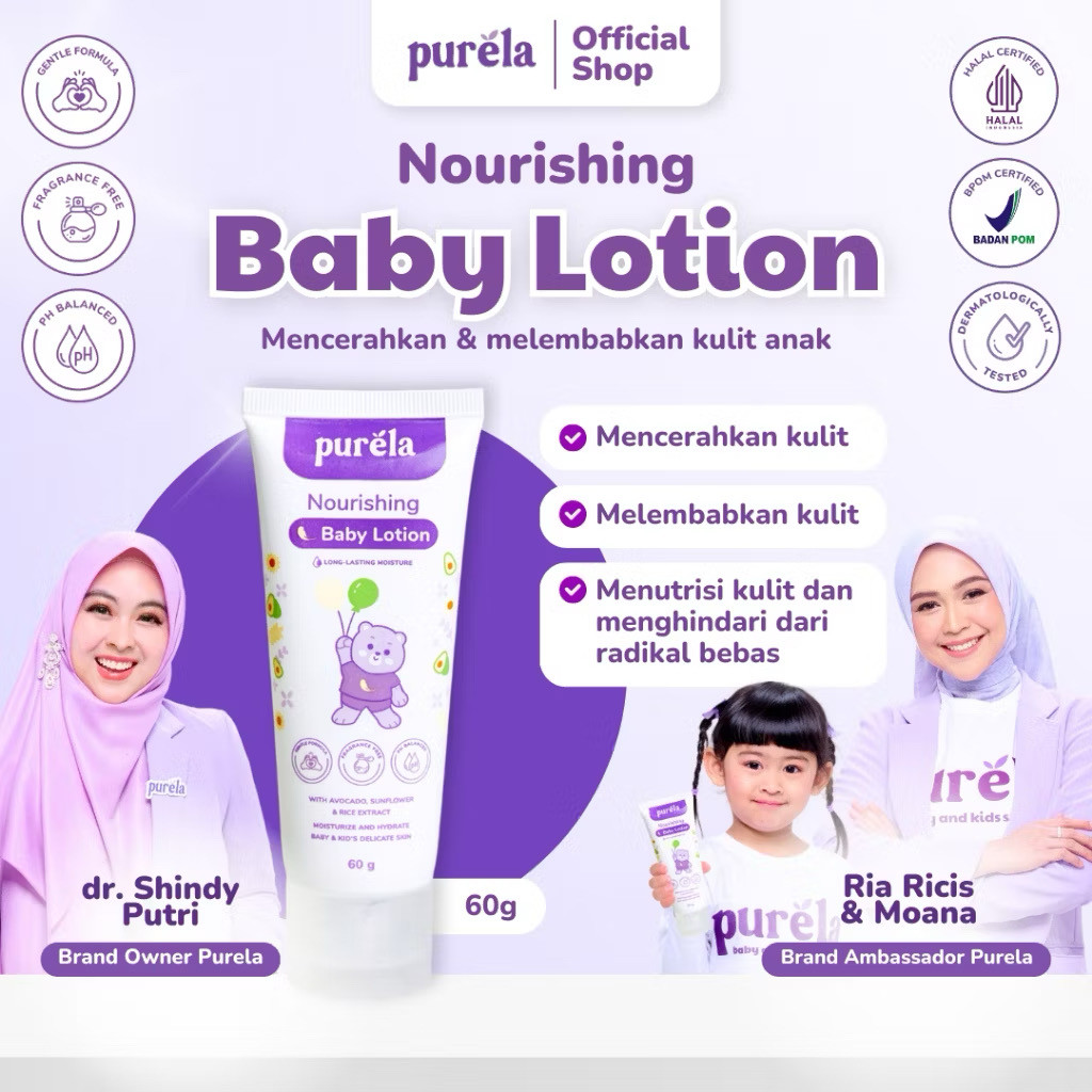 PURELA Baby Lotion | Pelembab Kulit Bayi dan Anak | Pemutih Kulit Bayi dan Anak
