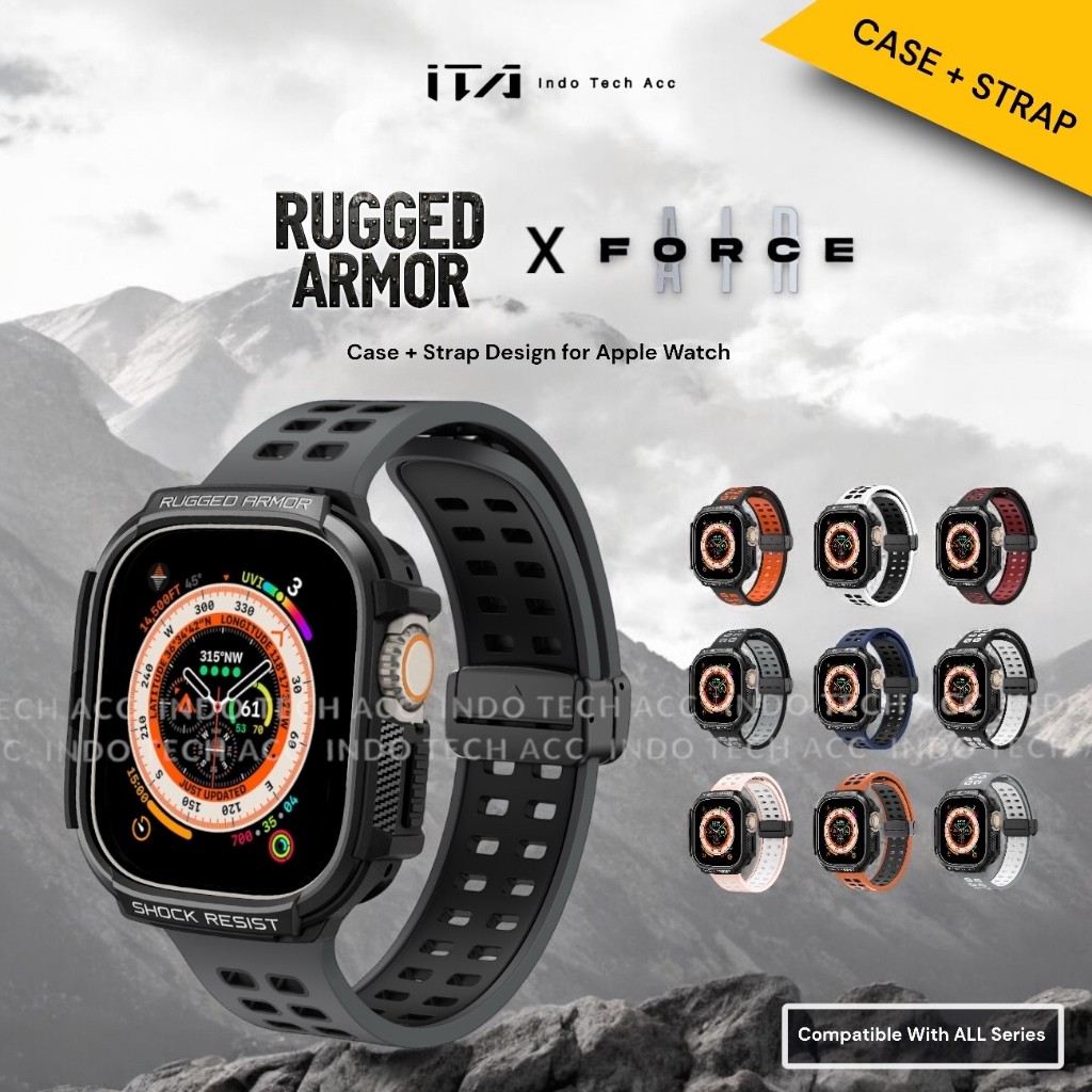 NEW Case Strap Apple Watch Ultra 1 / Ultra 2 / 49 mm Spigen Rugged Armor AIR FORCE - Tali Jam iWatch