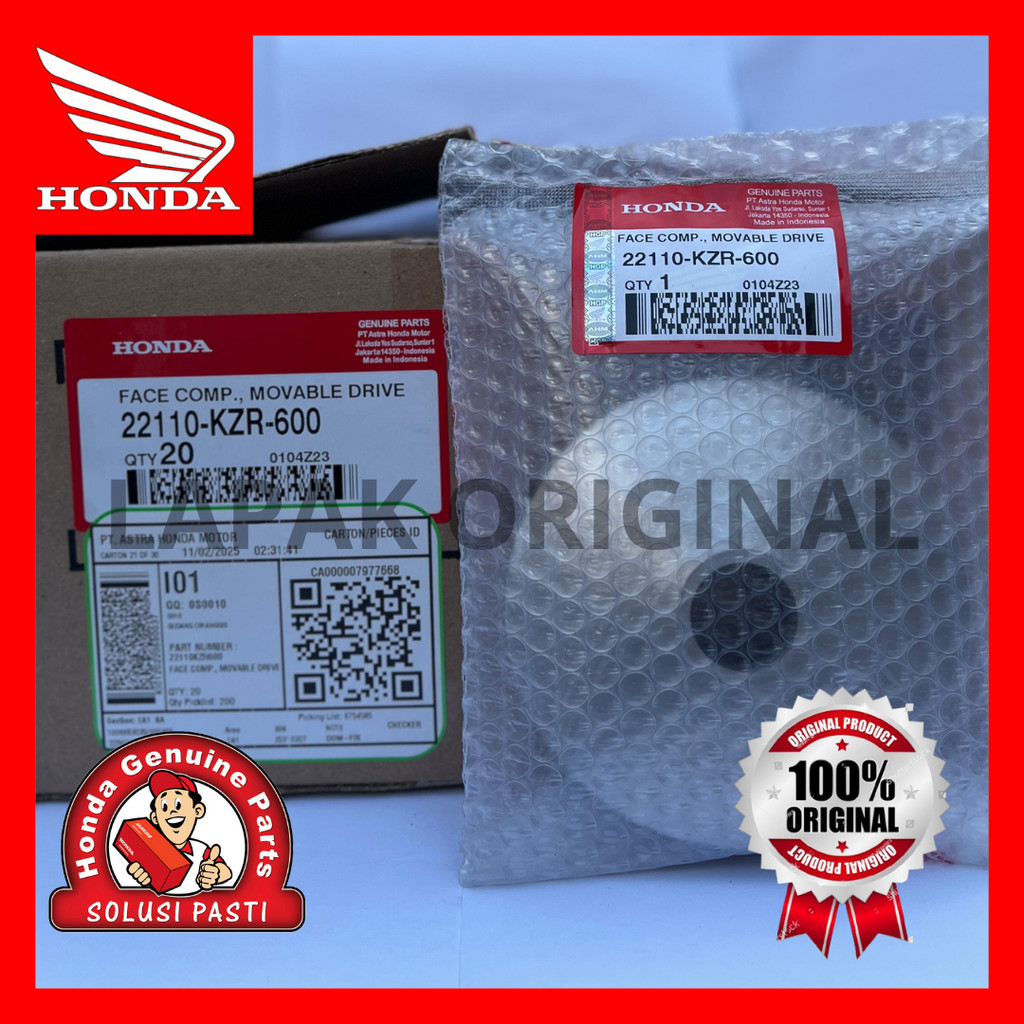 (ORI) 22110-KZR-600 FACE COMP MOVABLE DRIVE RUMAH ROLLER VARIO 125 VARIO 150  RIGIN
