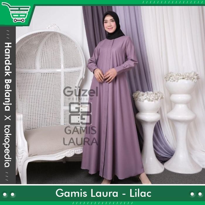 BAJU GAMIS LAURA GUZEL PREMIUM POLOS BAHAN KATUN TOYOBO ORIGINAL GUZEL - Laura Navy, M