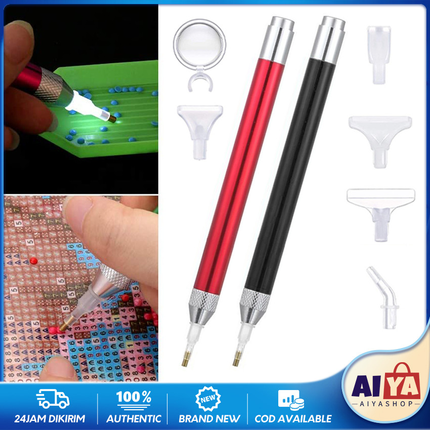 Diamond Painting Pen Tool Dengan Lampu DIY Pena Alat 5D Diamond Lukisan
