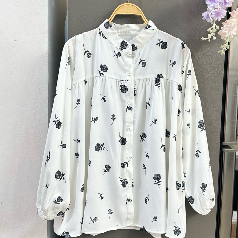 Premium Crinkle Motif Rose | VELLA Blouse Crinkle