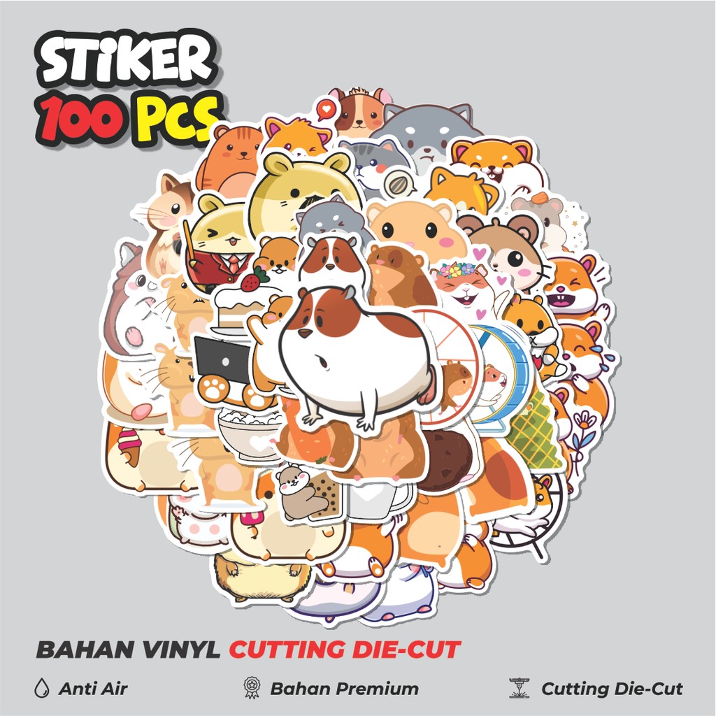

Terbaru! 50 pcs Sticker Hewan Hamster Dekorasi Lucu Kreatif untuk Notebook, Skateboard, HP