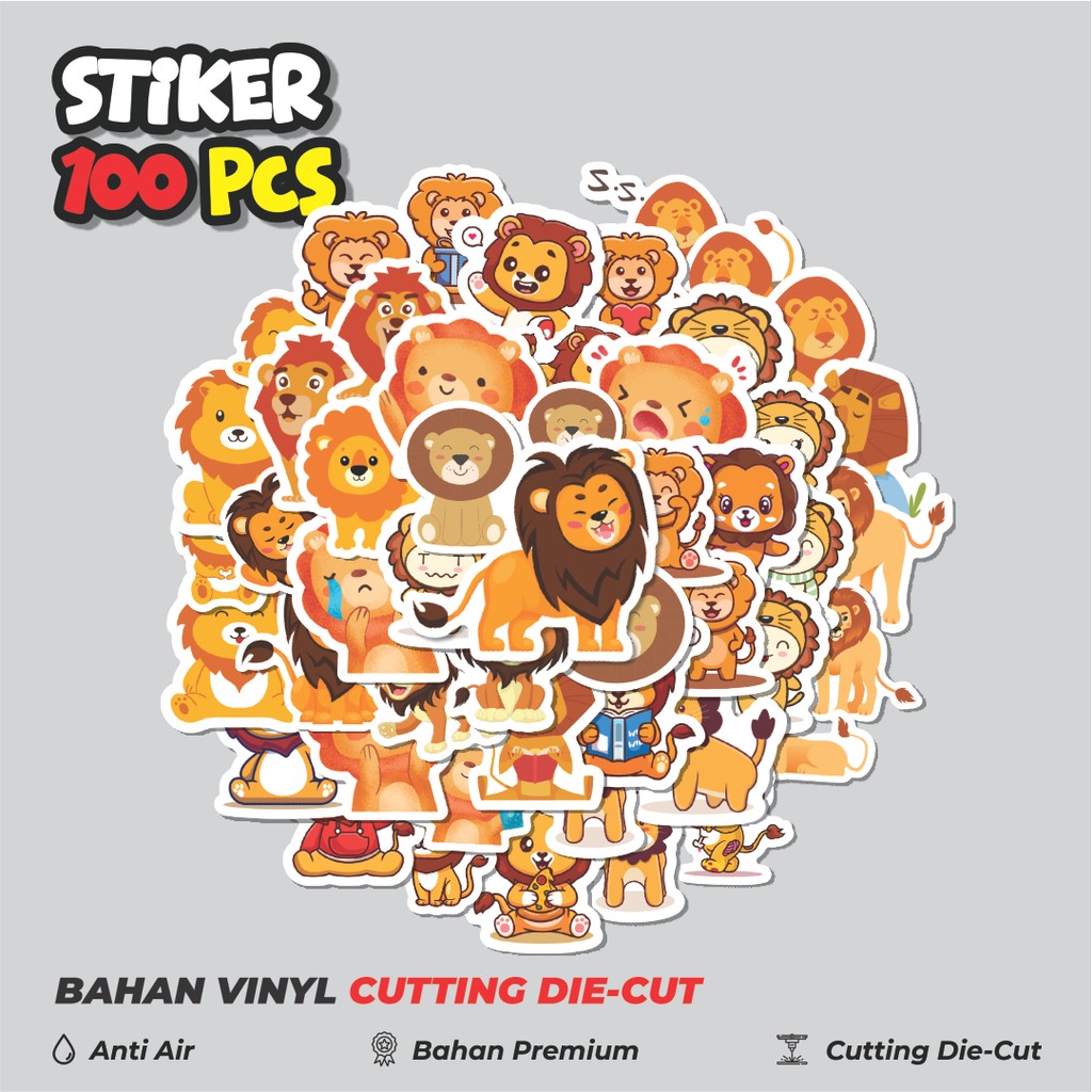 

Terbaru! 50 pcs Sticker Hewan Singa Dekorasi Lucu Kreatif untuk Notebook, Skateboard, HP