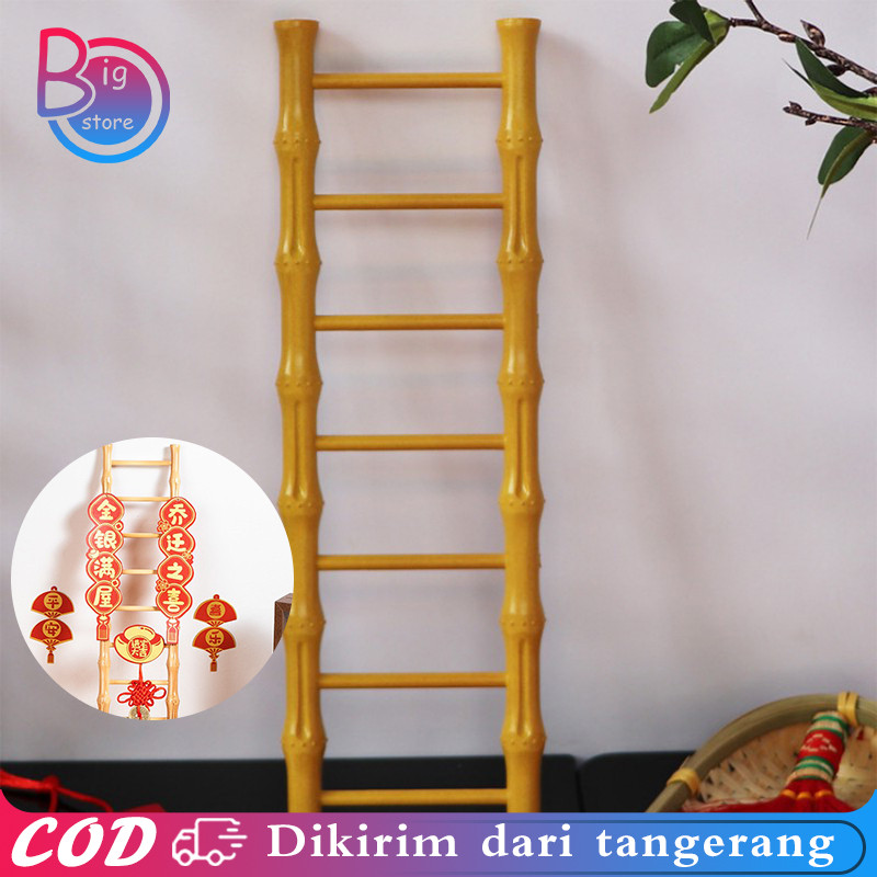 Ornamen Tangga Dengan 5 Koin Cina Dekorasi Tahun Baru Imlek Emas Tangga Bambu Dekorasi