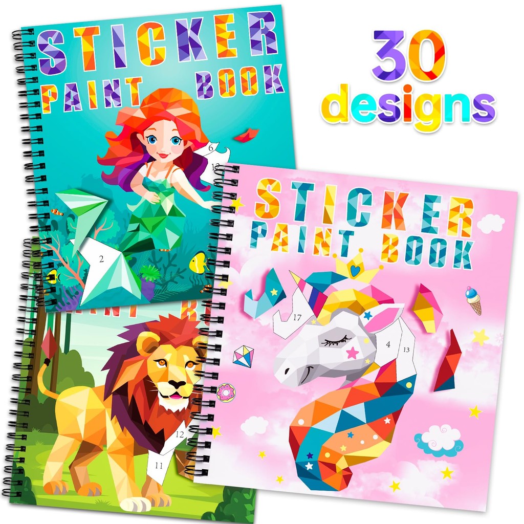 

1/3/4Pcs Sticker Paint Books, Each page has a distinct pat With Number Guides, Ideal For Kids, Perfect For Home Or School Use ﻿