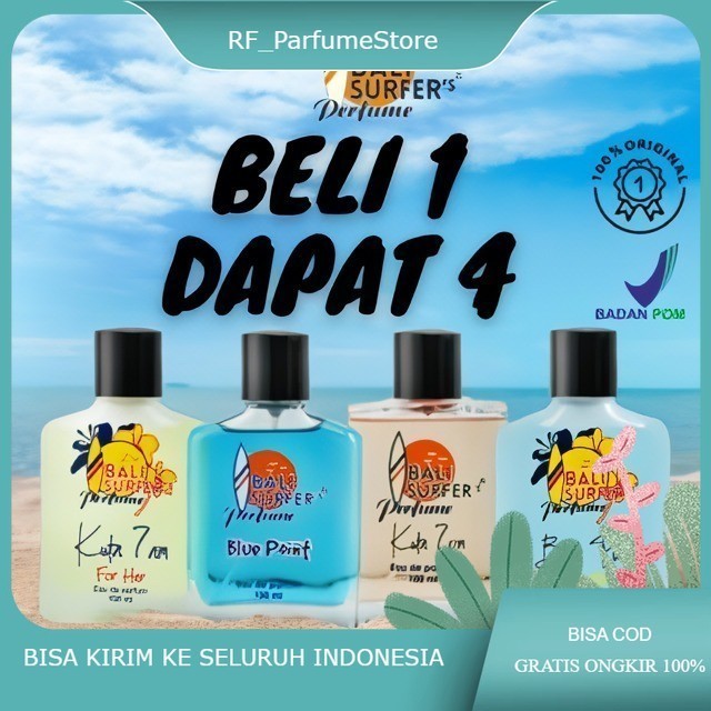 Bali Surfers Parfum Beli 1 Dapat 4 | Papan Selancar| Blue Point| Parfum Bali Surfer| Blue Point| BSP