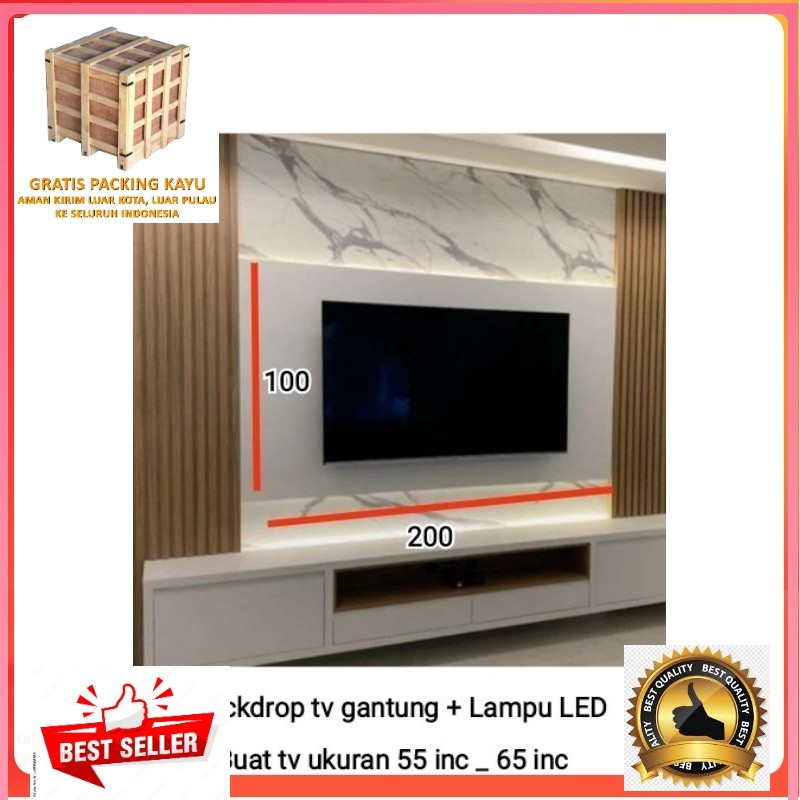 Backdrop TV Custom Gratis Lampu Led untuk TV 55 Inc _ 65 Inc