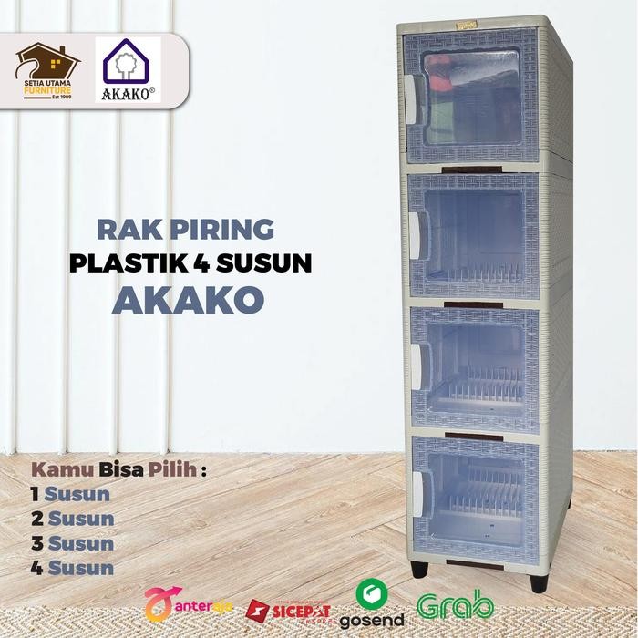 AKAKO - RAK PIRING PLASTIK AKAKO PORTABLE SUSUN TRANSPARANT - 1 Susun