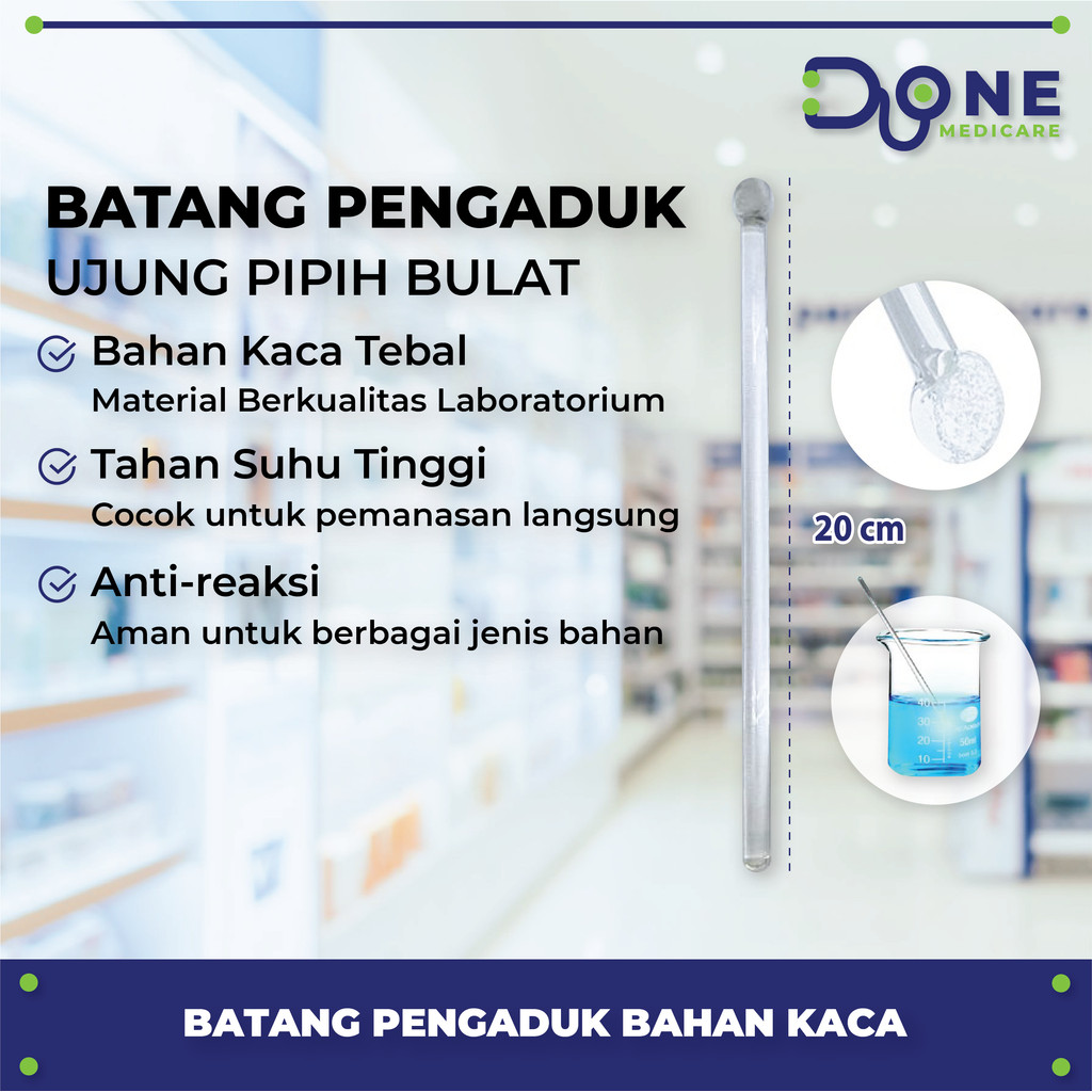 Batang Pengaduk Kaca Sendok Laboratorium