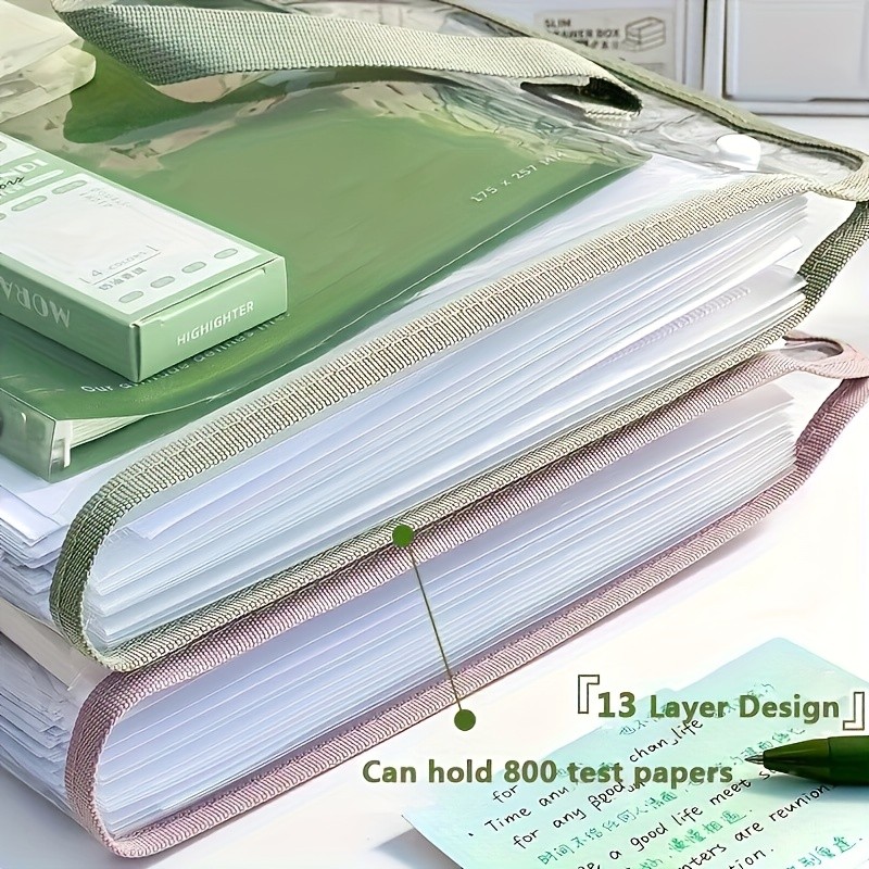 

13-Pocket Waterproof Expanding File Organizer - Portable A4 Document Holder, Durable ABS Plastic, for Students & Office Use