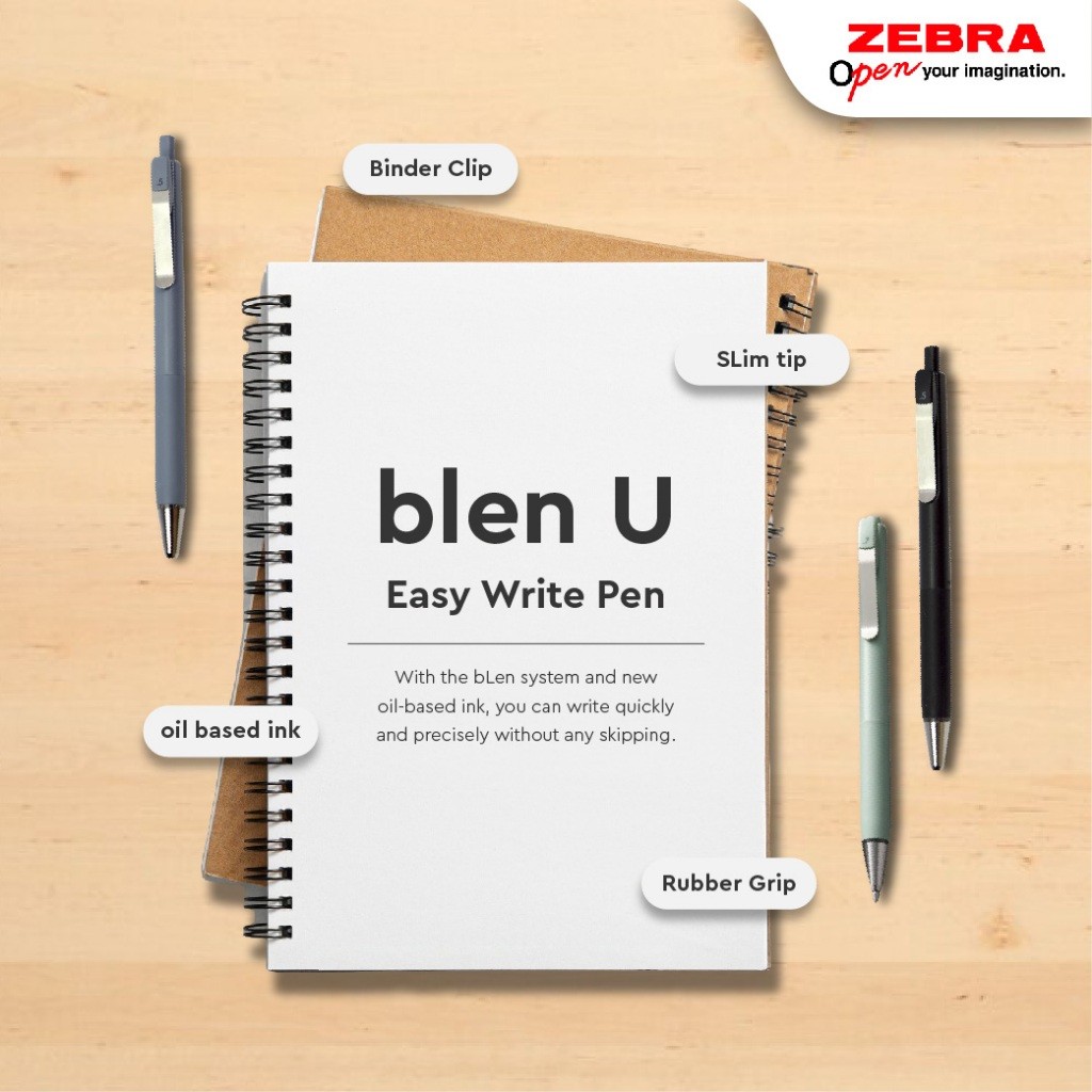 

Zebra Pulpen Blen U Oil Based Ink Alat Tulis Pulpen Retractable 0.5 mm dan 07.00 mm