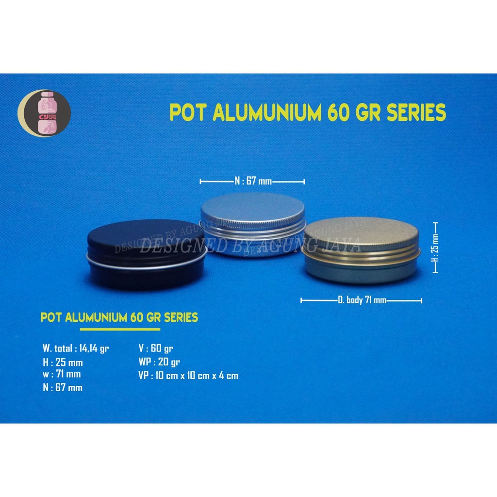 Pot Alumunium 60 g Silver/Pot Pomade/Pot Cream/Jar Alumuniu/ Wadah Pomade/Tin Alumunium/ Pot Pomade
