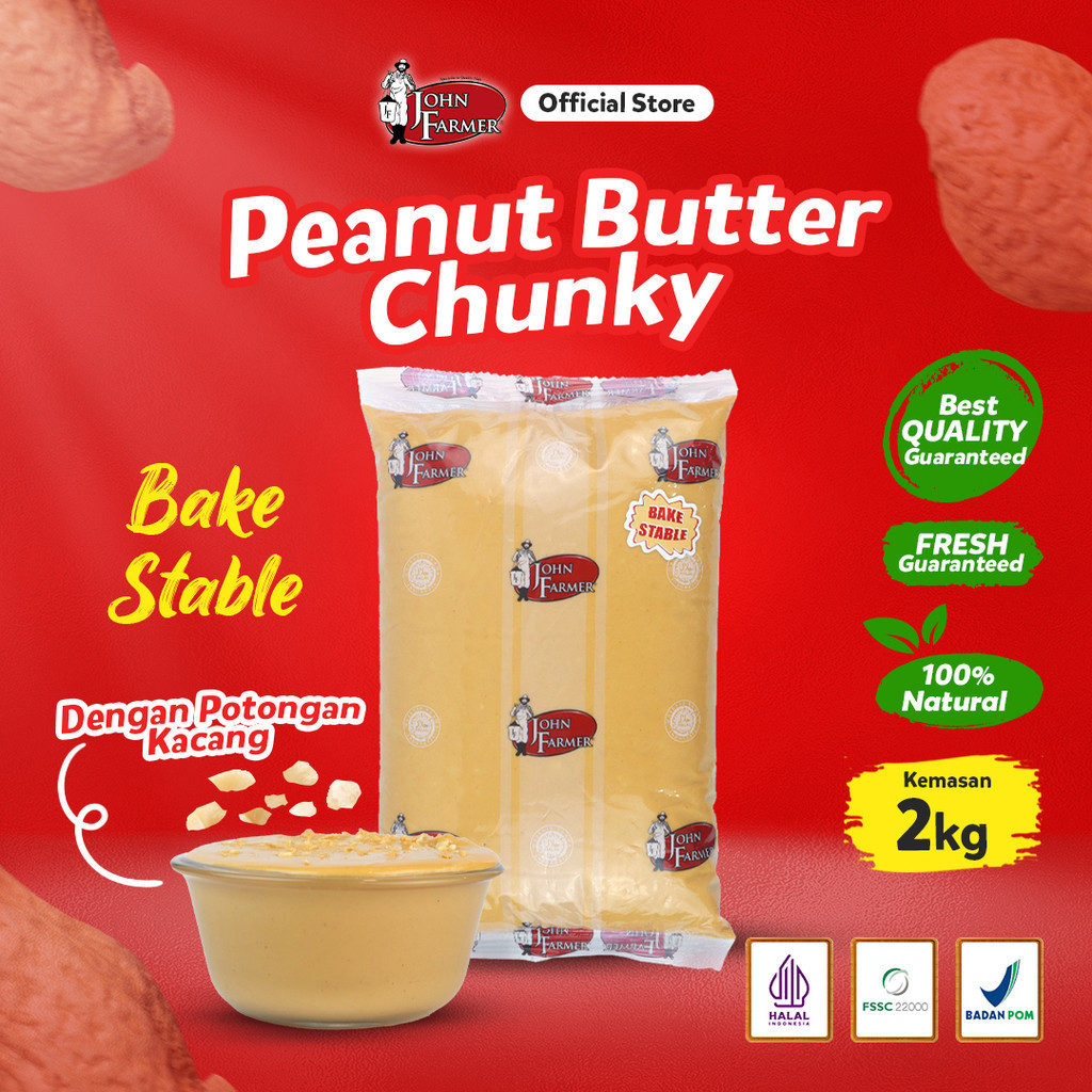 

John Farmer - Peanut Butter Chunky 2Kg (Chunky peanut butter/ Selai kacang/ Krim Selai Kacang/ Bake Stable)