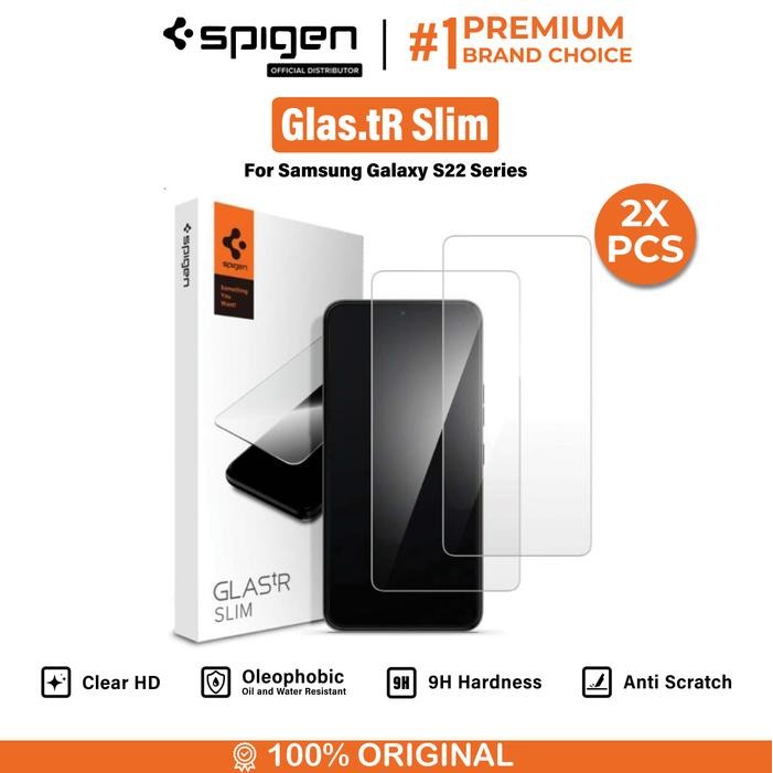 Tempered Glass for Samsung Galaxy S22 Ultra Plus Spigen Glas tR Slim HD - S22, 1 Pack