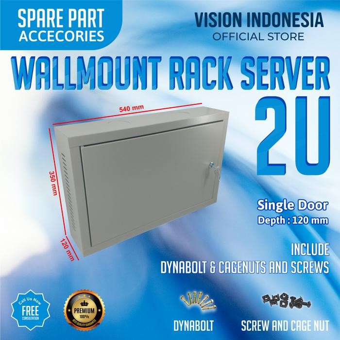 Wallmount Rack Server 2U, Rak Server Single Door 2U