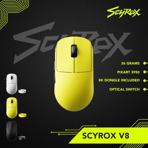 Scyrox V8 / V-8 Ultra Lightweight Gaming Mouse PAW-3950 8K Polling Rate