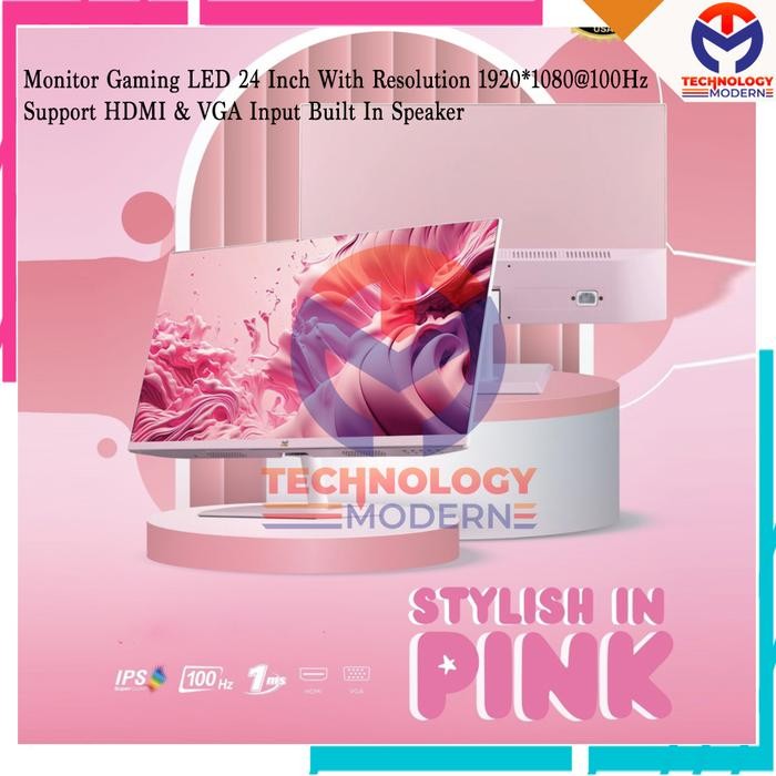 Monitor Gaming LED 24 Inch With Resolution 1920*1080@100Hz Support HDMI & VGA Input Built In Speaker