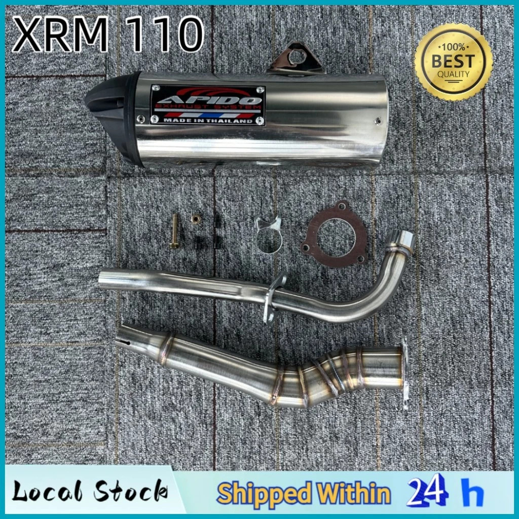 New Apido Muffler Pipe for Raider 150 carb & Xrm 125/RS125carb/fi / XRM 110 carb (chrome/black) 1set