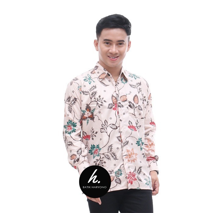 BAJU KEMEJA BATIK PRIA LENGAN PANJANG MEWAH TERBARU BUAT KONDANGAN - Putih, M