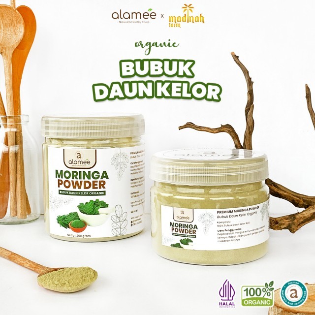 

ALAMEE Bubuk Minuman Daun Kelor Moringa Powder Serbuk Daun Kelor Herbal Tanpa Gula 250gr madinah