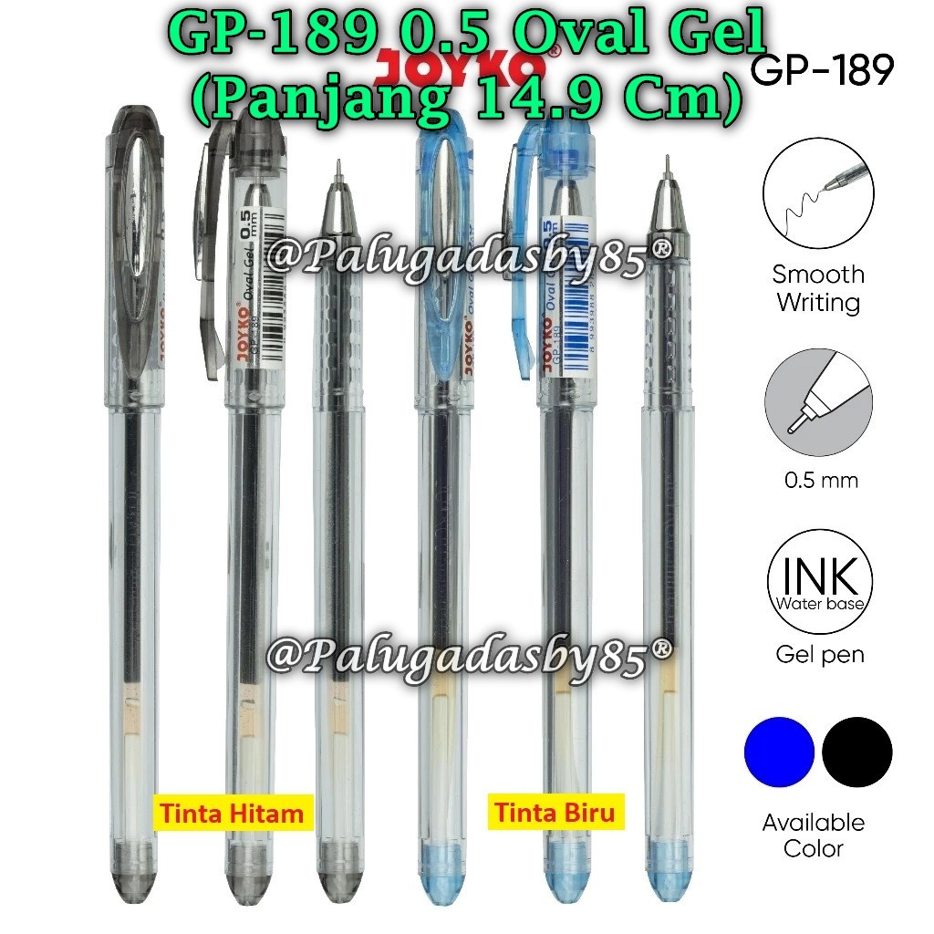 

(1 Pak/12) GROSIR Gelpen JOYKO GP-189 Oval Gel 0.5 mm / Gel Pen Pulpen Pena Joyko GP-189 (Pak/12)