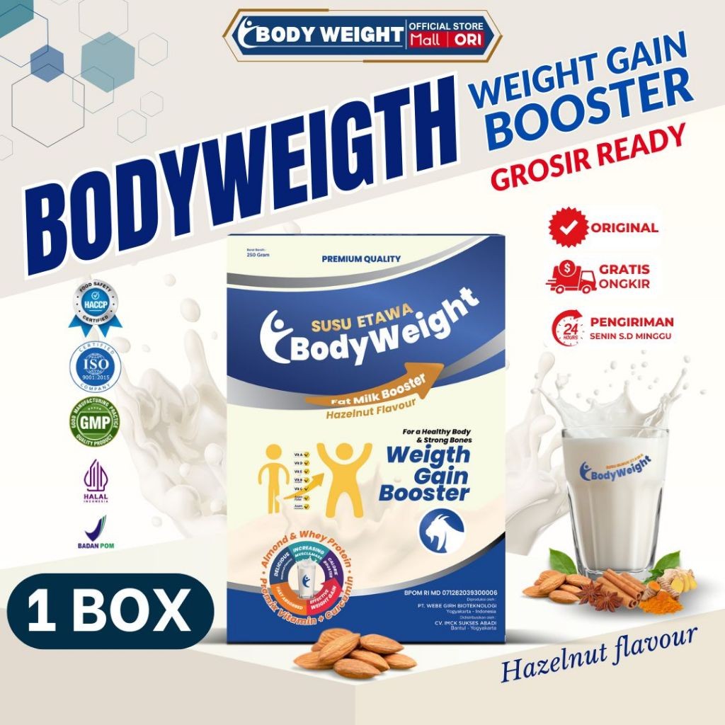 

BodyWeight Susu Kambing Etawa Penggemuk Badan Efektif Susu Etawa untuk Penambah Berat Badan Paket 1 Box