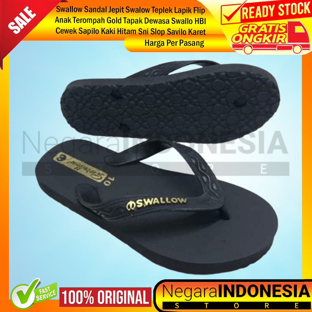 Swallow Sandal Jepit Swalow Teplek Lapik Flip Anak Terompah Gold Tapak Dewasa Swallo HBI Cewek Sapil