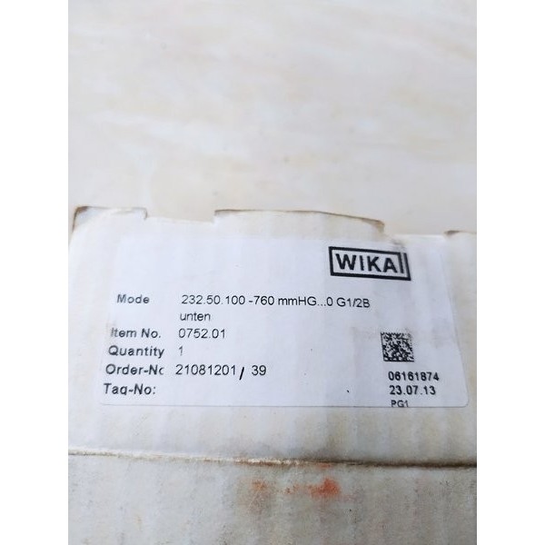 WIKA VACUM GAUGE 232.50.100 -760 mmHG original