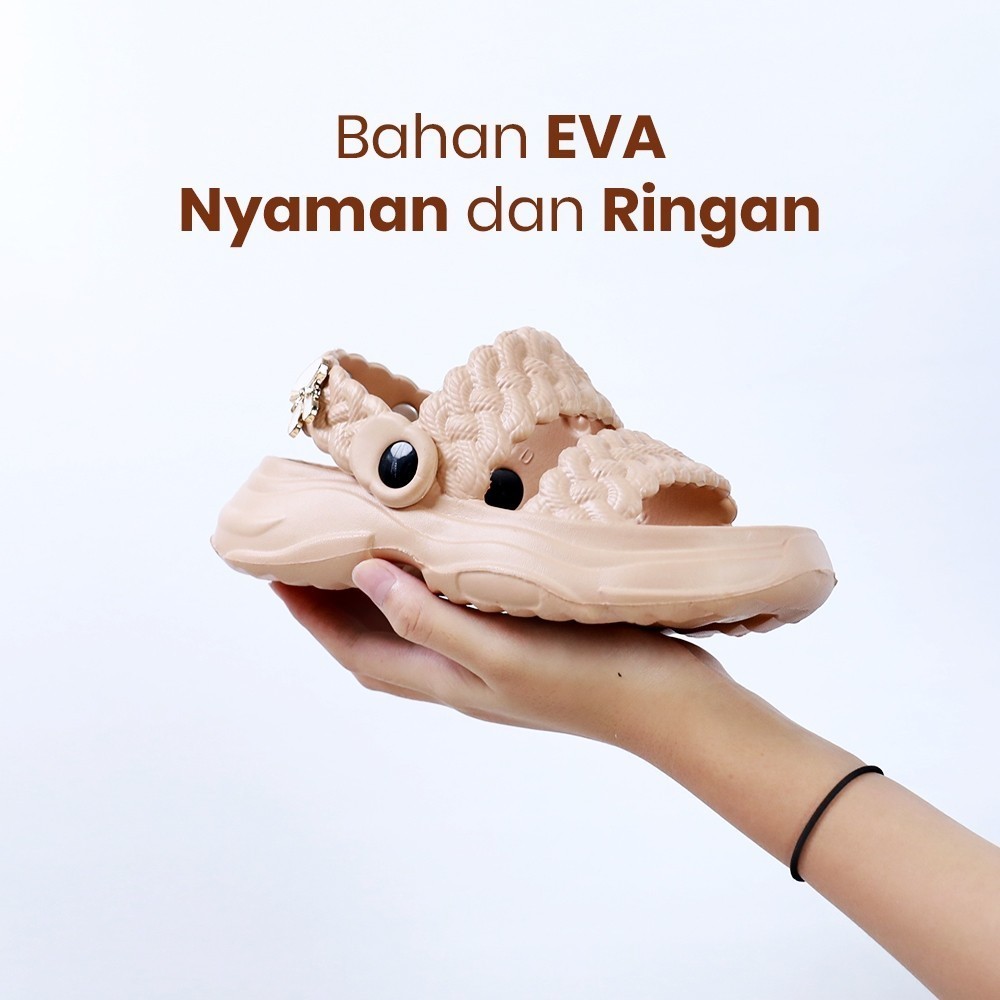 Sandal Stripe Kepang Wanita Anti Slip 8907m Sandal Selop Wanita Karet Jelly Motif Kekinian Terlaris