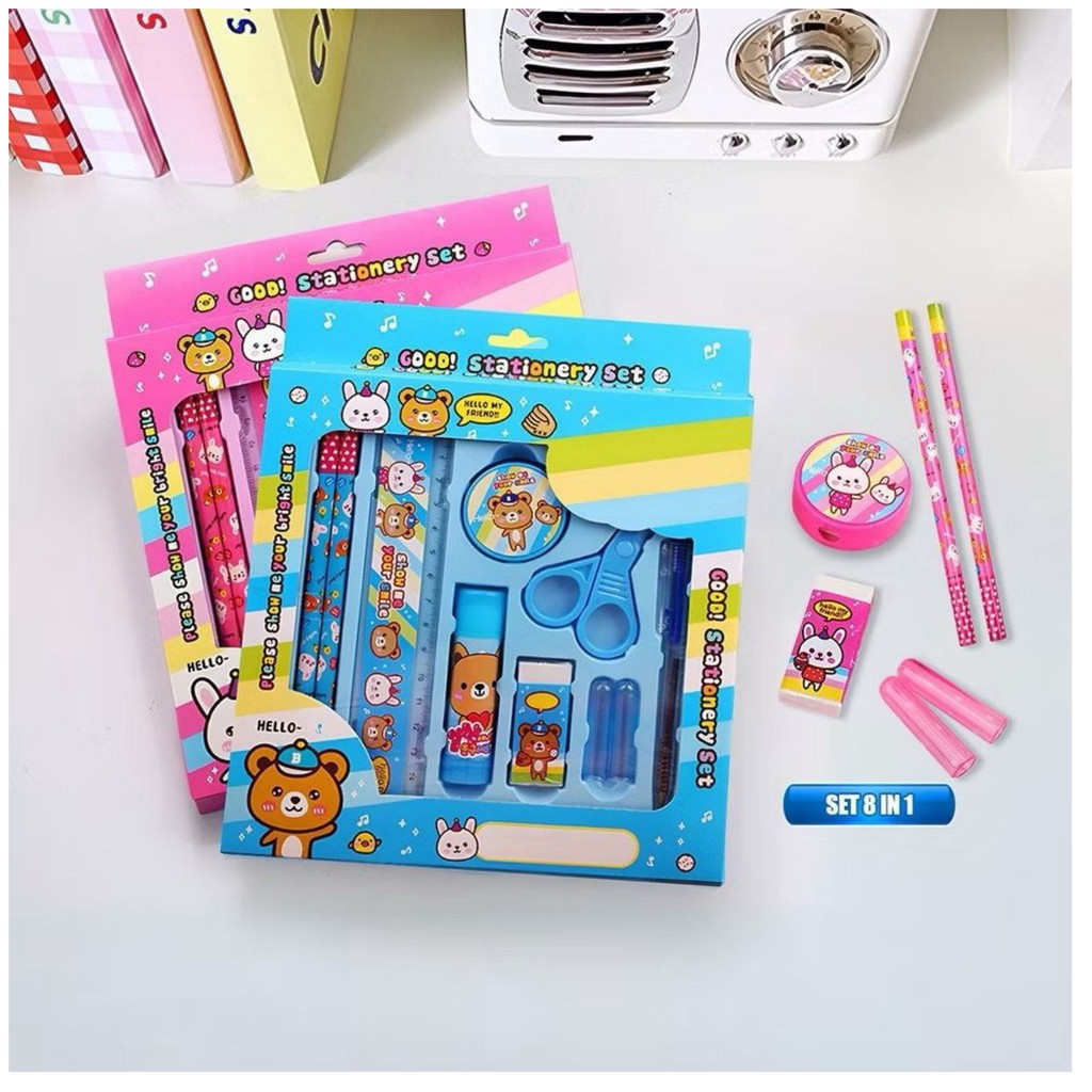 

CSJ Alat Tulis Set Anak 8IN1 Karakter Set School Supplies for Child / Paket Alat Tulis Anak TK