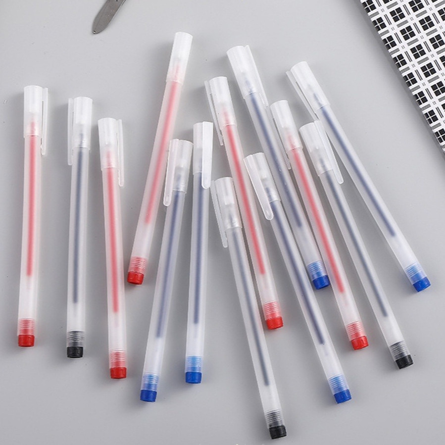 

Pulpen Gel 0.5mm Bolpoin Pena Pulpen Tinta Gel Cair Pena Transparant Buram Pen Gel Hitam Biru Merah