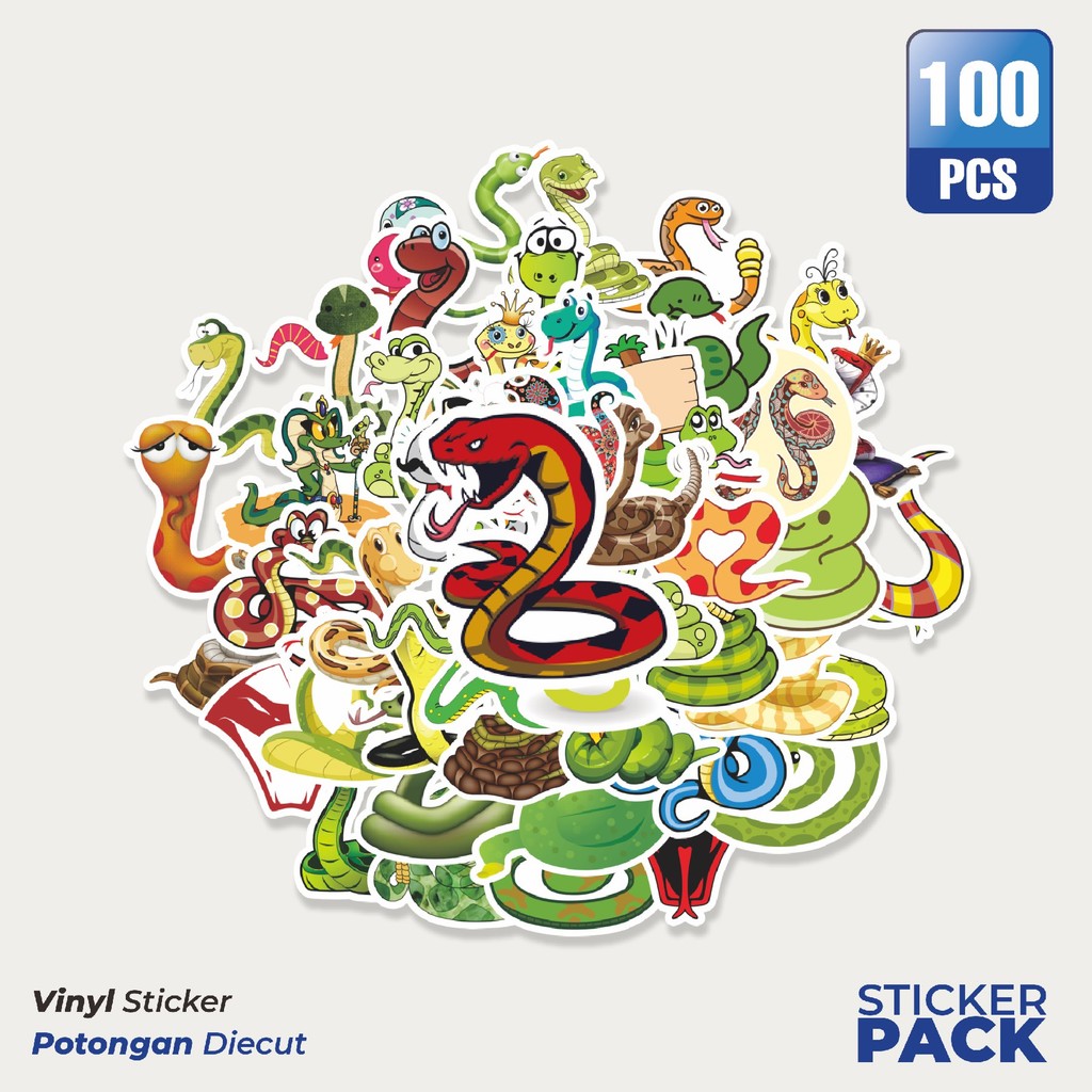 

Stiker Vinyl Stiker Hewan Snake / Ular Waterproof Aesthetic- Untuk Laptop, Motor, dan Helm - Paper Stationery Pack