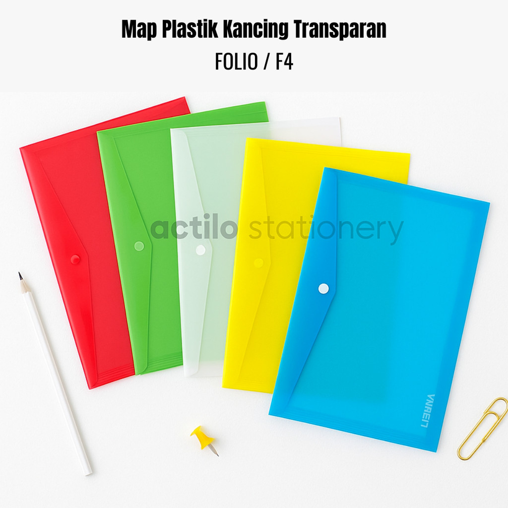 

(1 PCS) Map Plastik Kancing Folio/F4 - Map Kancing Plastik punggung SP-616