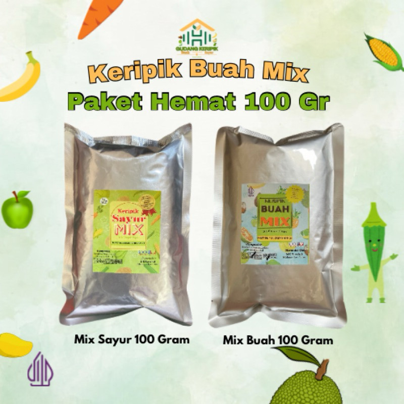 

Paket Mix KERIPIK 2 PCS (Mix Buah & Mix Sayur) 100 GRAM Termurah Apel Nangka Rambak Pisang Mangga Nanas Salak Buah Naga